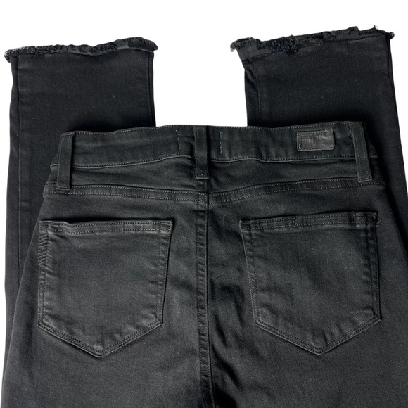 PAIGE Jeans Black Elaine High Rise Denim Raw Hem Jeans Size 25 - Picture 8 of 17